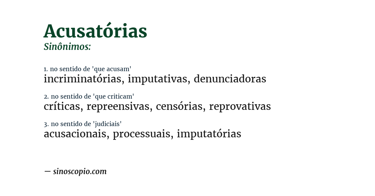 Sinônimo de acusatórias