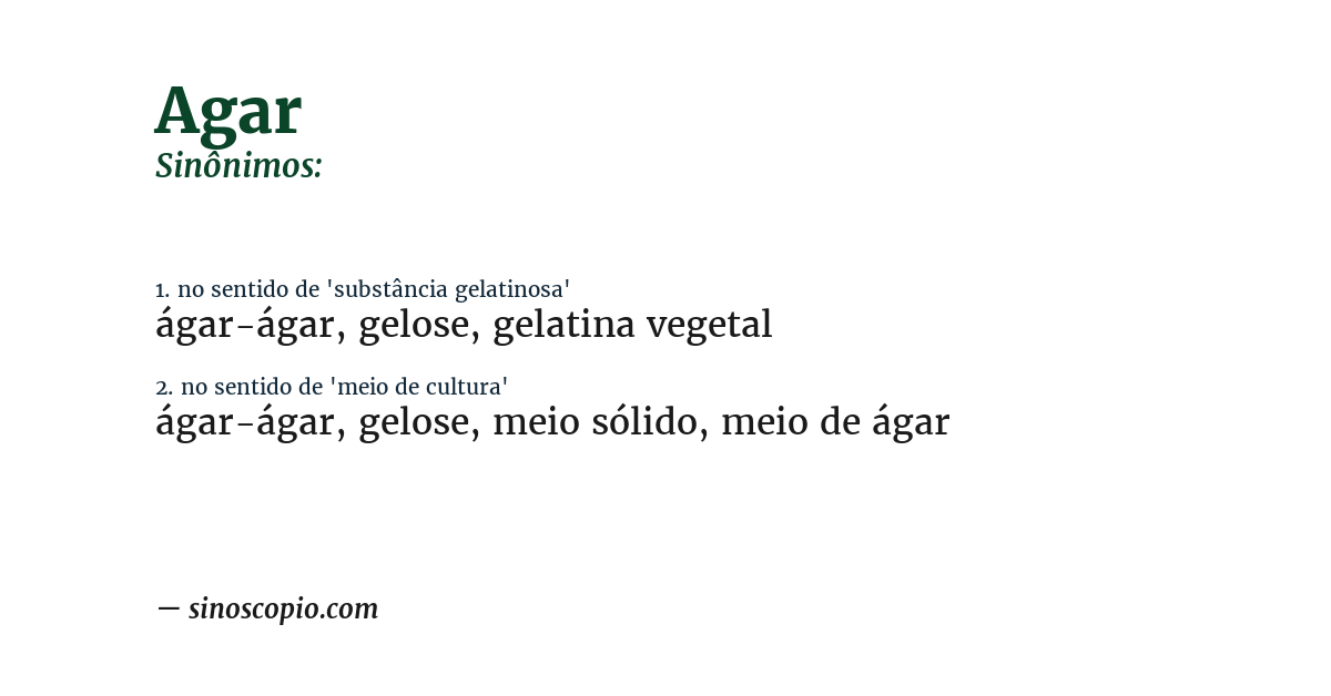 Sinônimo de agar