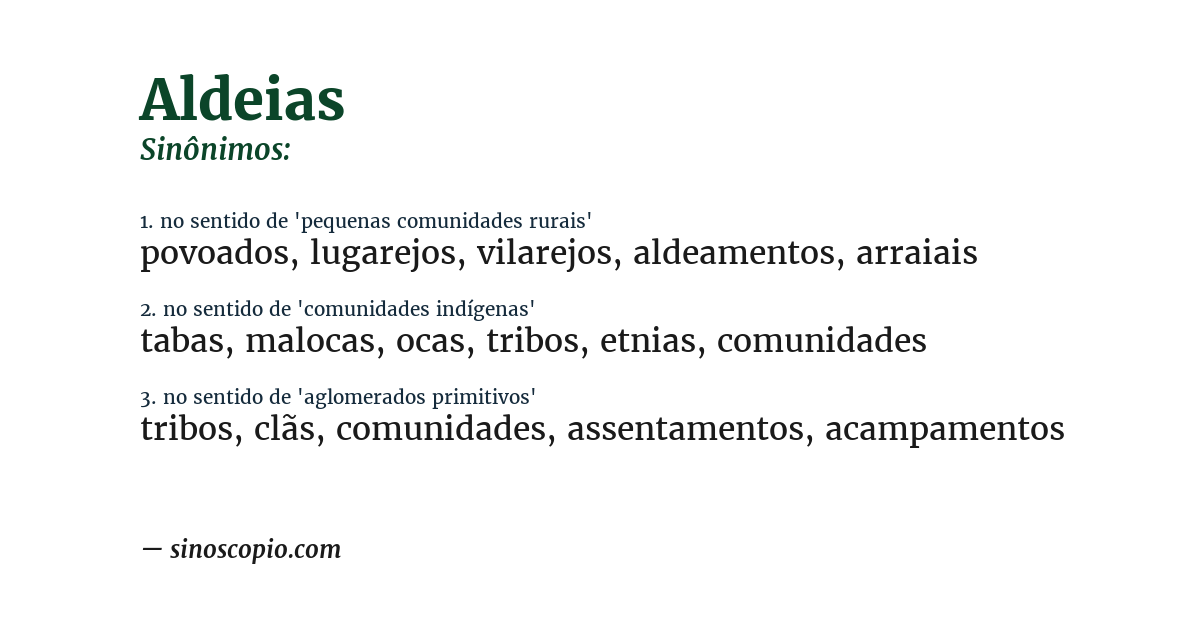 Sinônimo de aldeias