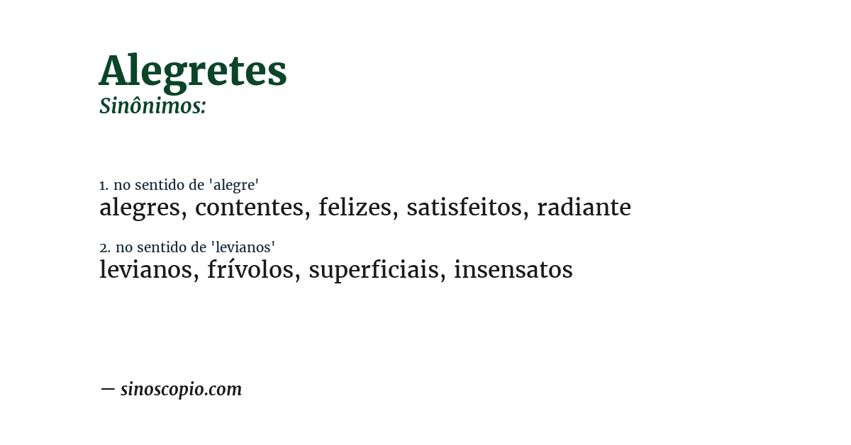 Sinônimo de alegretes
