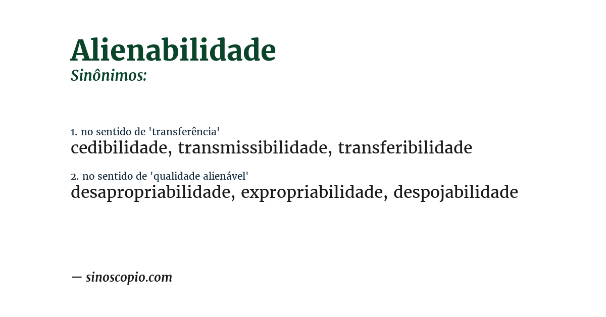 Sinônimo de alienabilidade