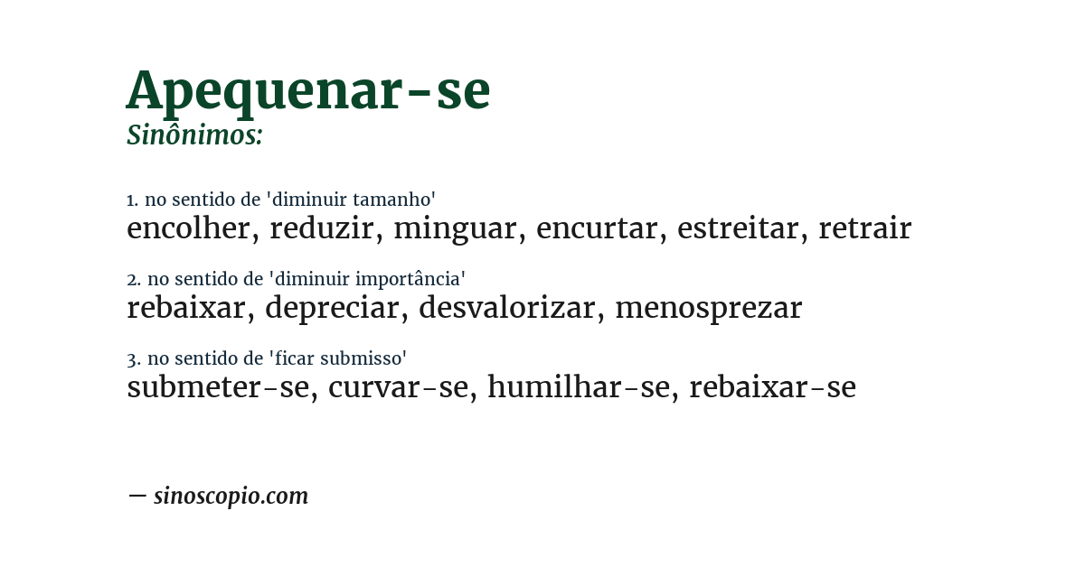 Sinônimo de apequenar-se