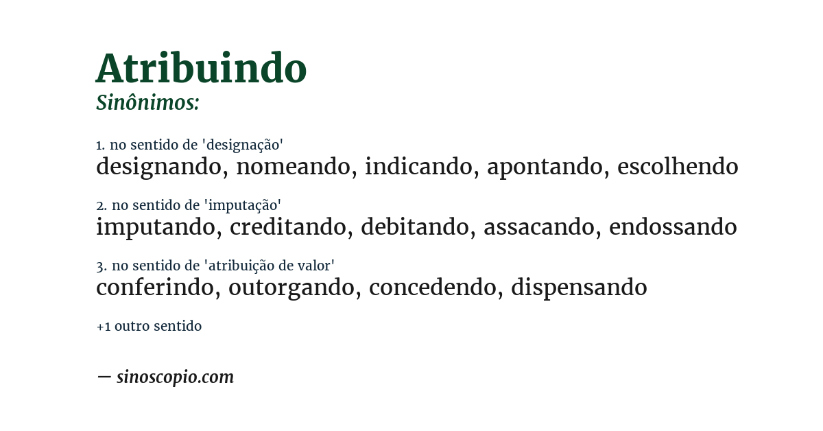 Sinônimo de atribuindo