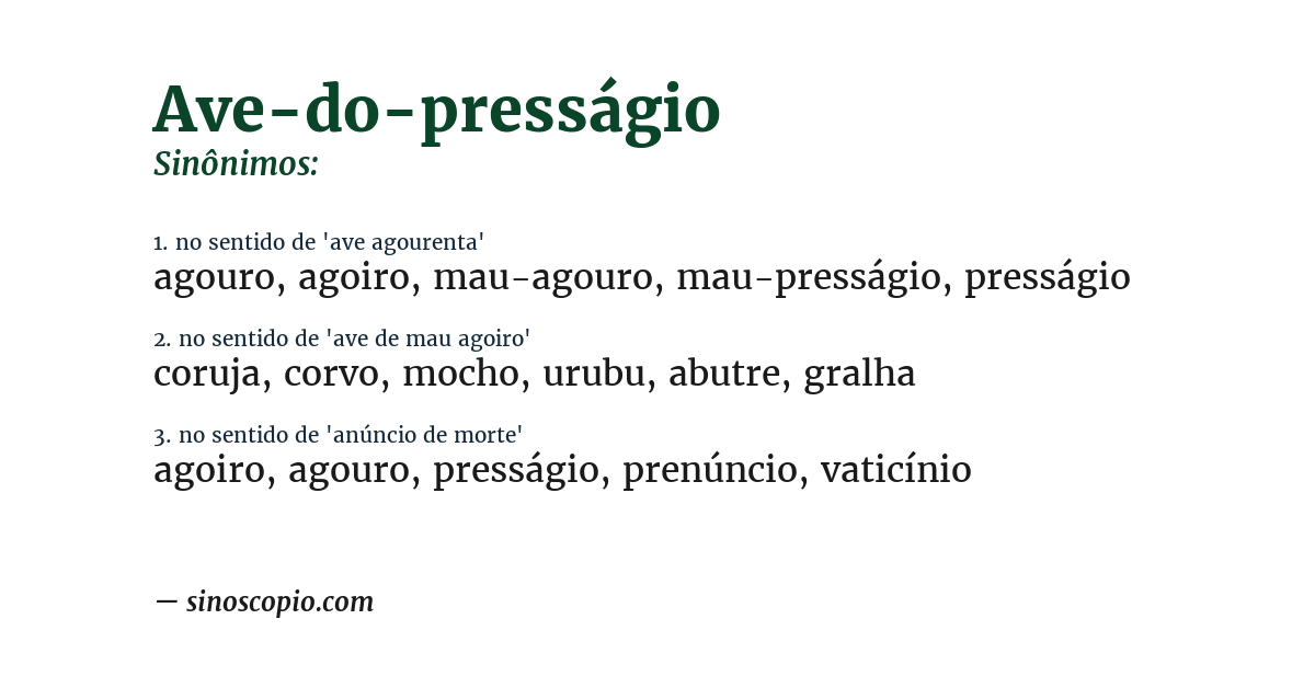Sinônimo de ave-do-presságio