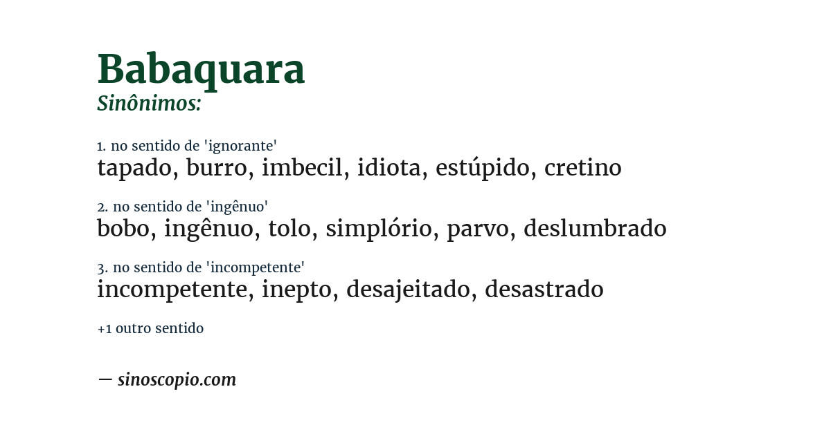 Sinônimo de babaquara