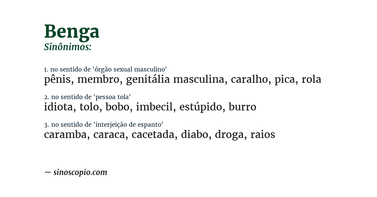 Sinônimo de benga