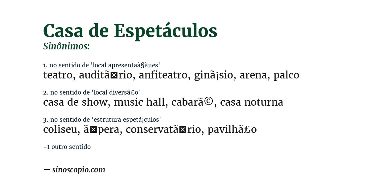Sinônimo de casa de espetáculos