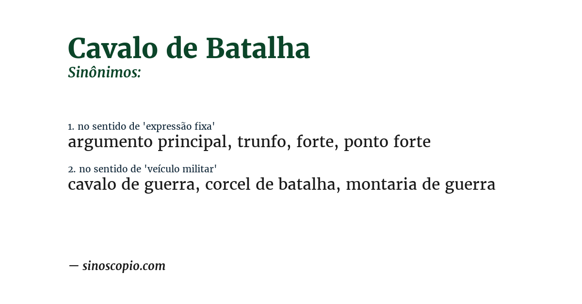 Sinônimo de cavalo de batalha