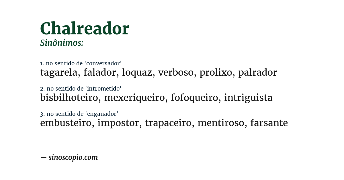 Sinônimo de chalreador