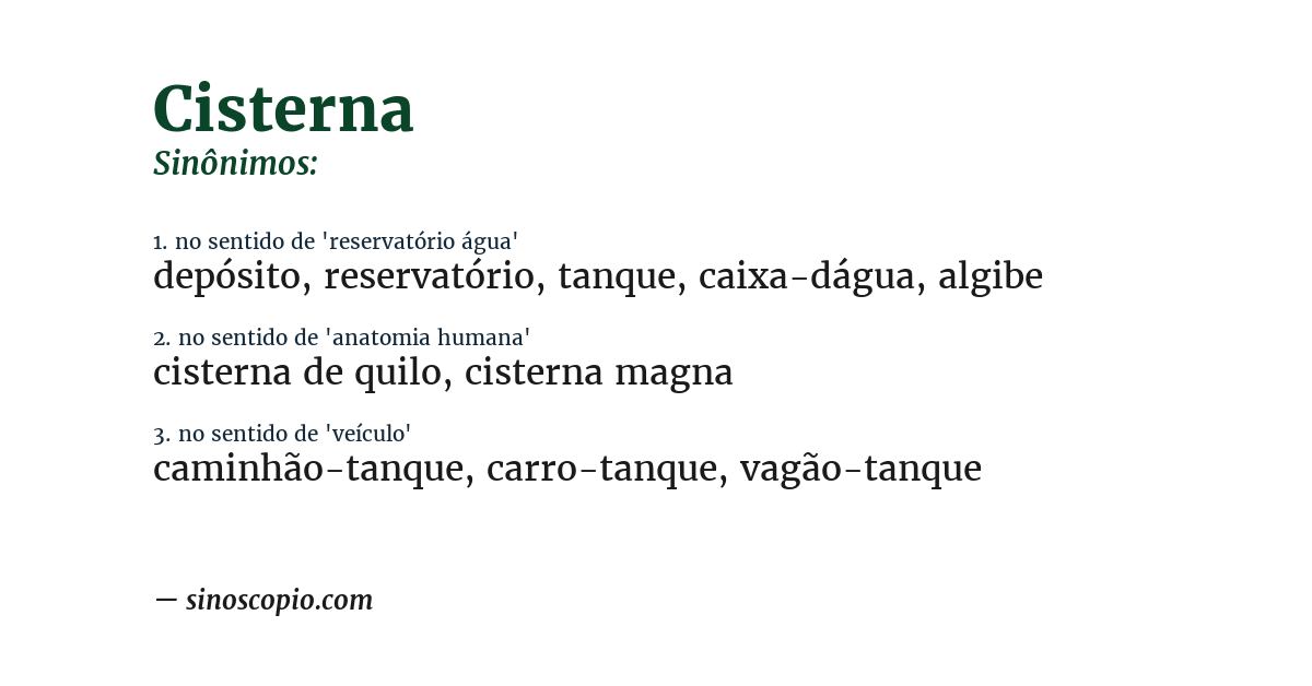 Sinônimo de cisterna
