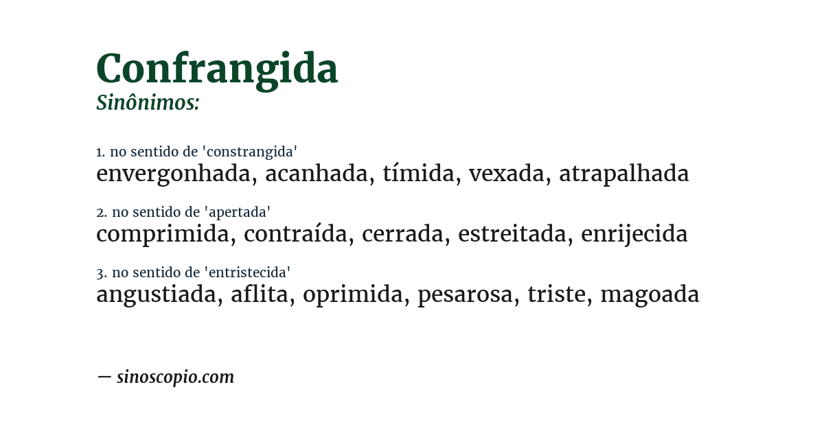 Sinônimo de confrangida