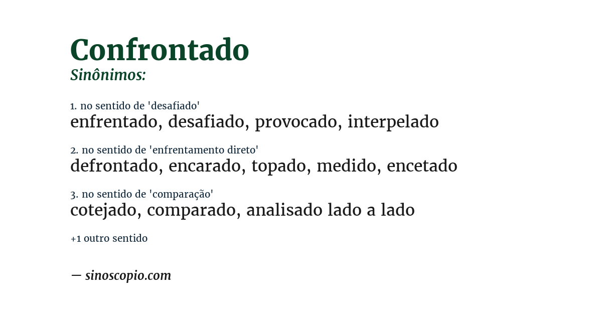 Sinônimo de confrontado