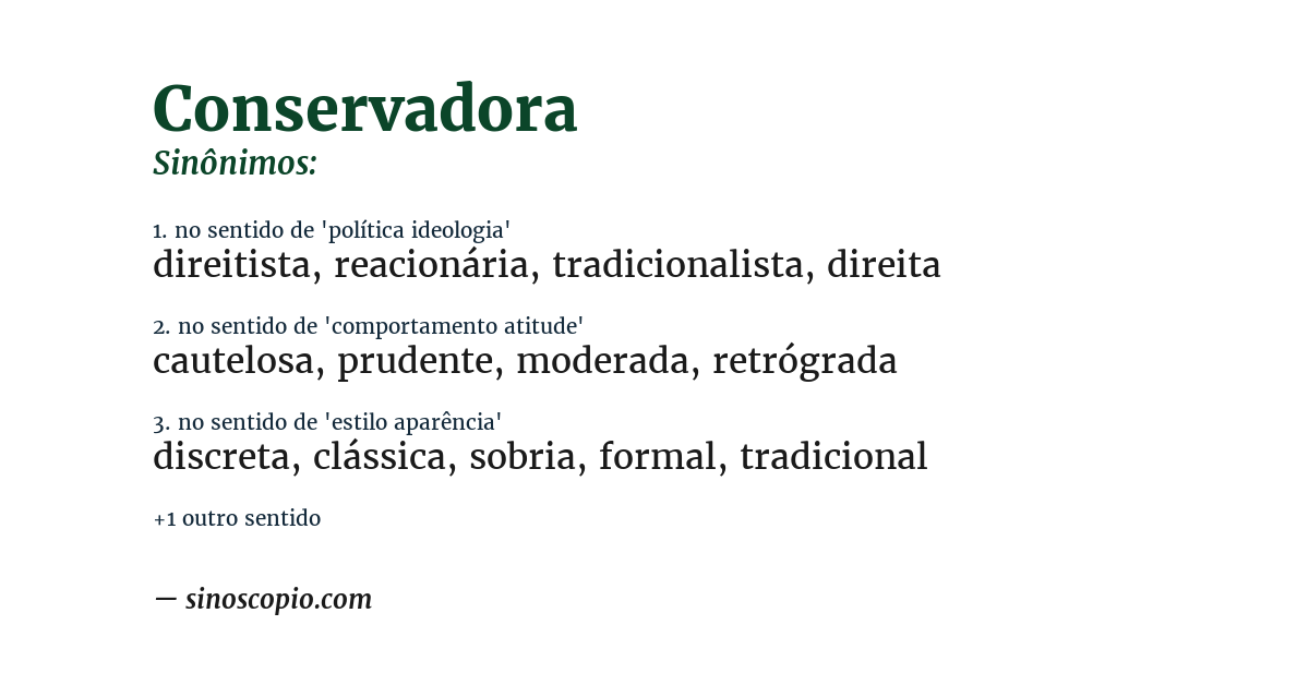 Sinônimo de conservadora