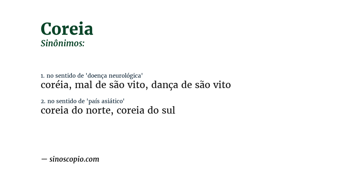 Sinônimo de coreia
