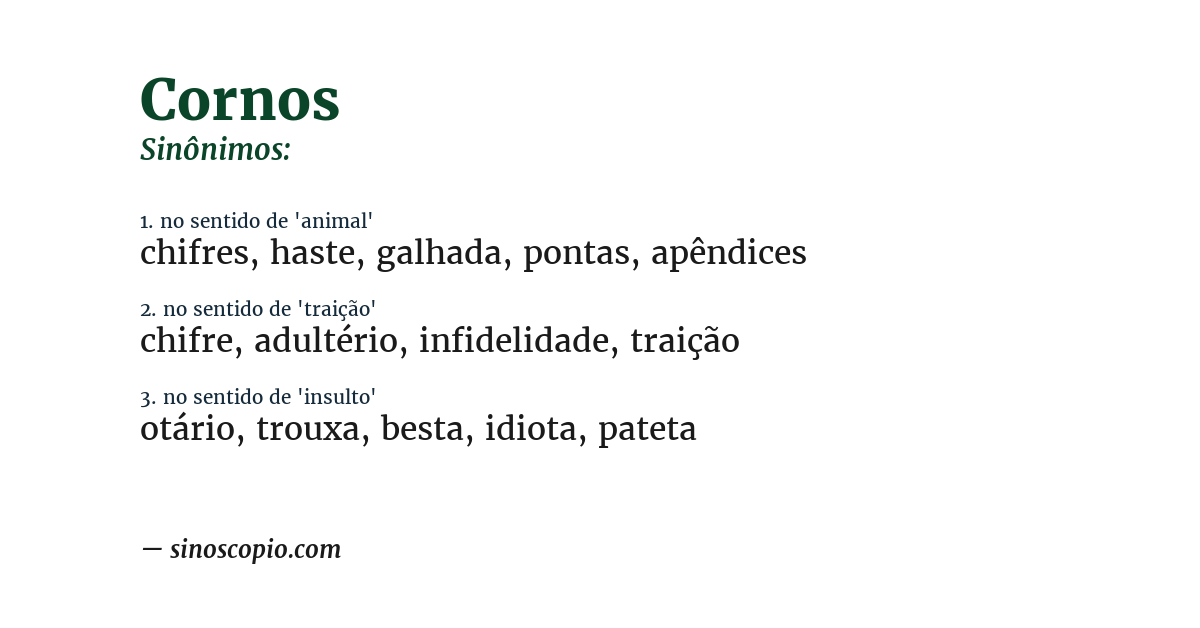 Sinônimo de cornos