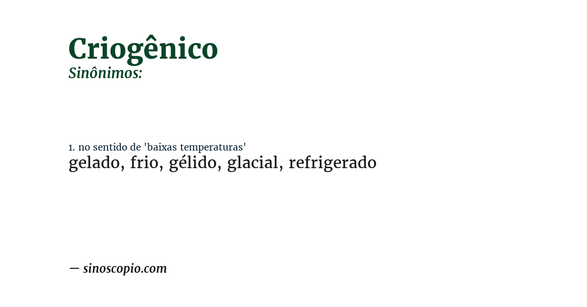 Sinônimo de criogênico