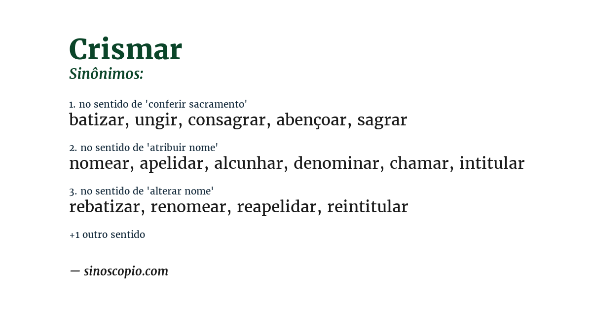 Sinônimo de crismar
