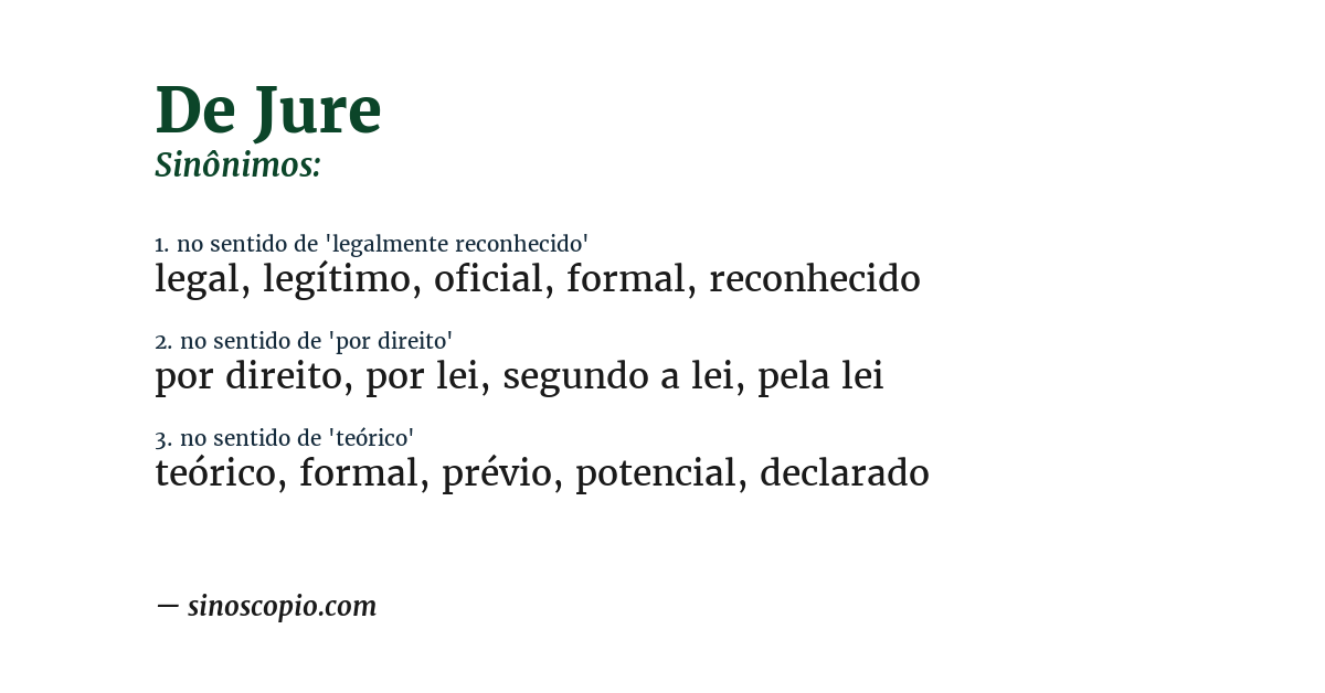 Sinônimo de de jure