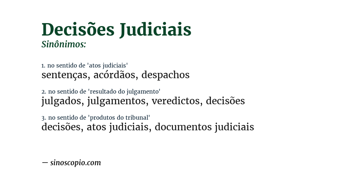 Sinônimo de decisões judiciais