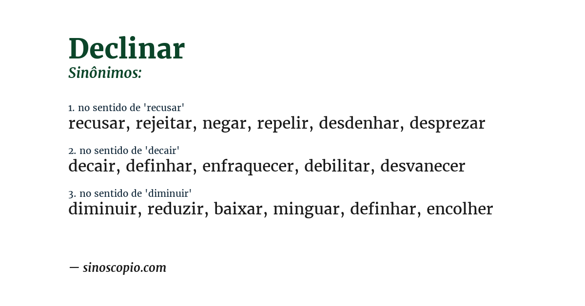 Sinônimo de declinar