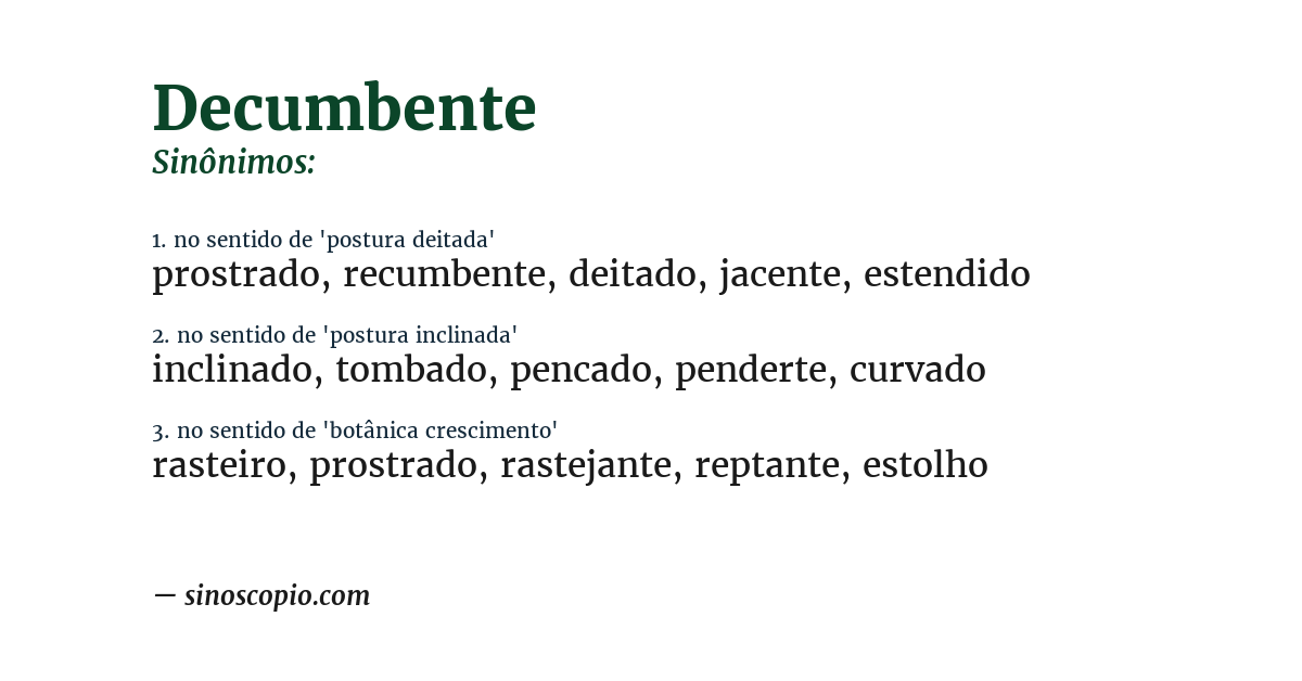Sinônimo de decumbente
