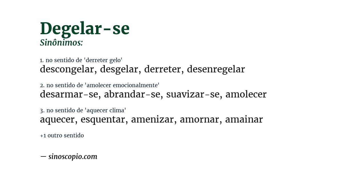 Sinônimo de degelar-se