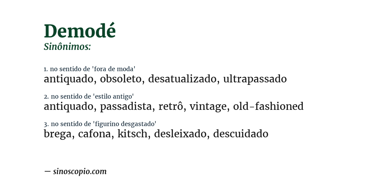 Sinônimo de demodé