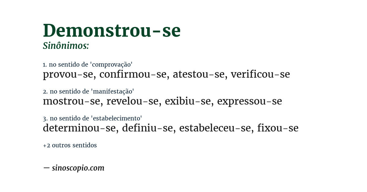 Sinônimo de demonstrou-se