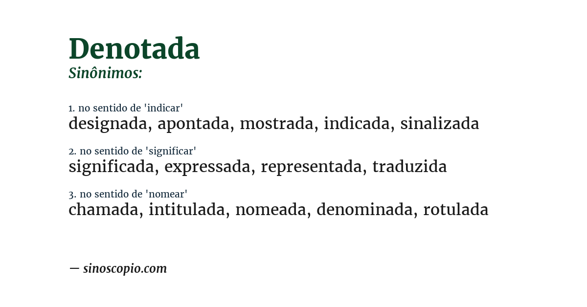 Sinônimo de denotada