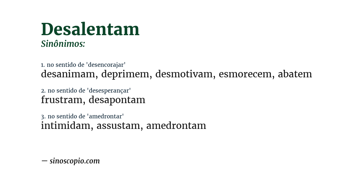 Sinônimo de desalentam