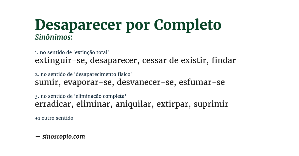 Sinônimo de desaparecer por completo