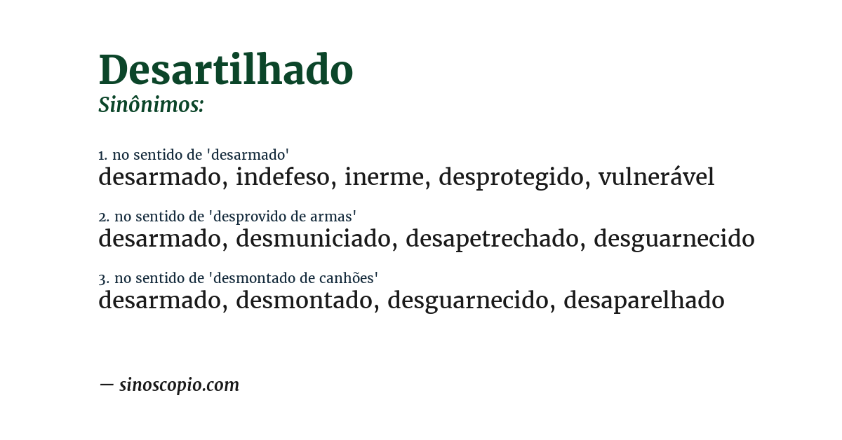 Sinônimo de desartilhado