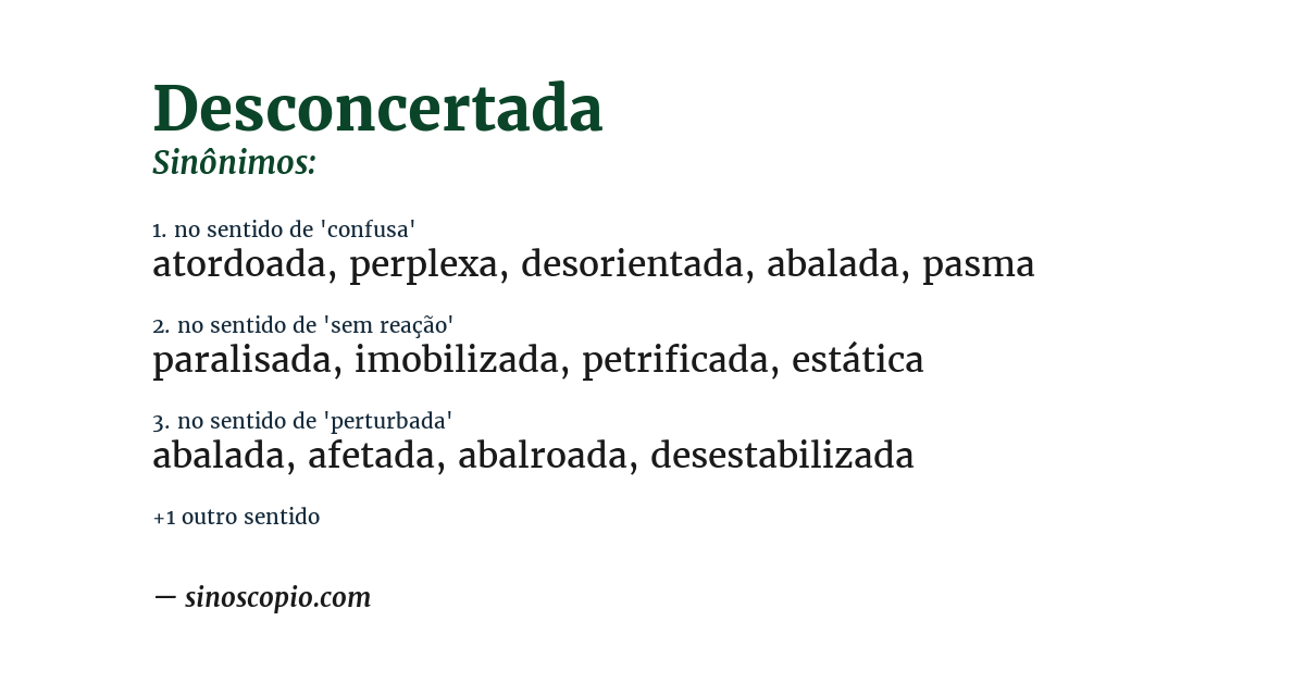 Sinônimo de desconcertada