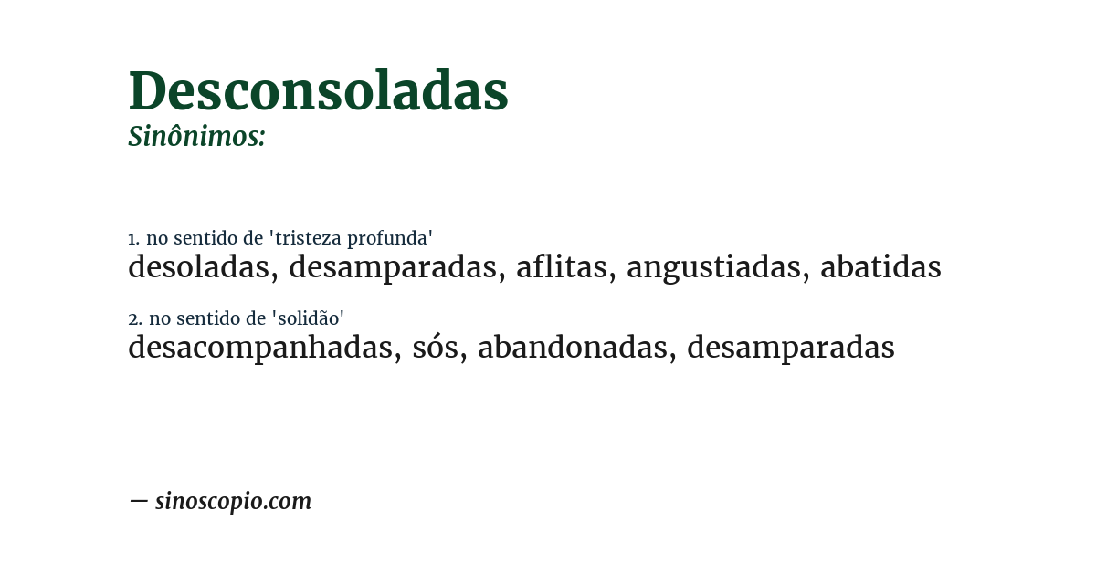 Sinônimo de desconsoladas