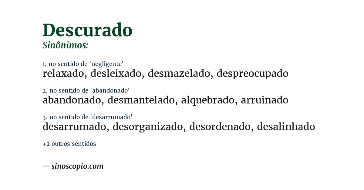 Sinônimo de descurado