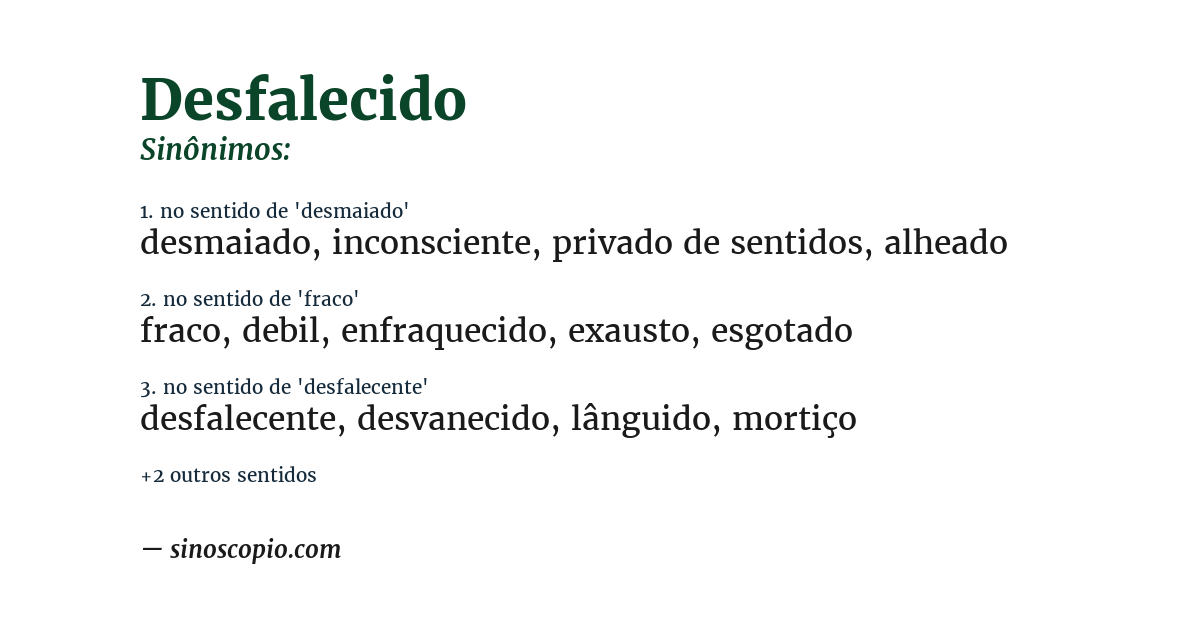 Sinônimo de desfalecido