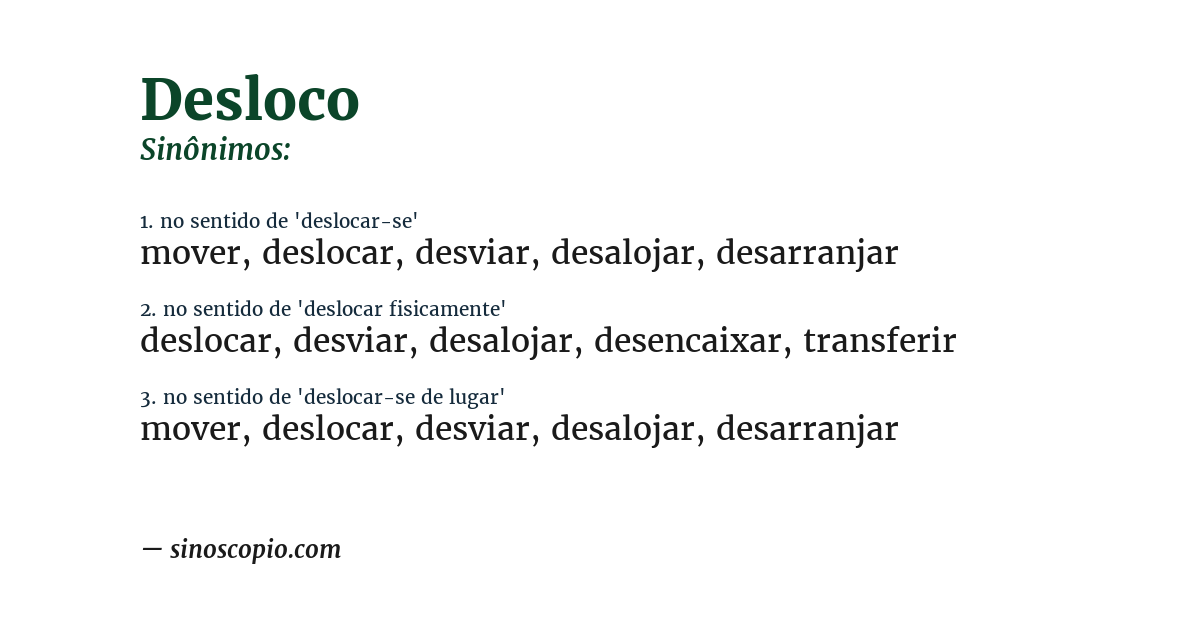 Sinônimo de desloco