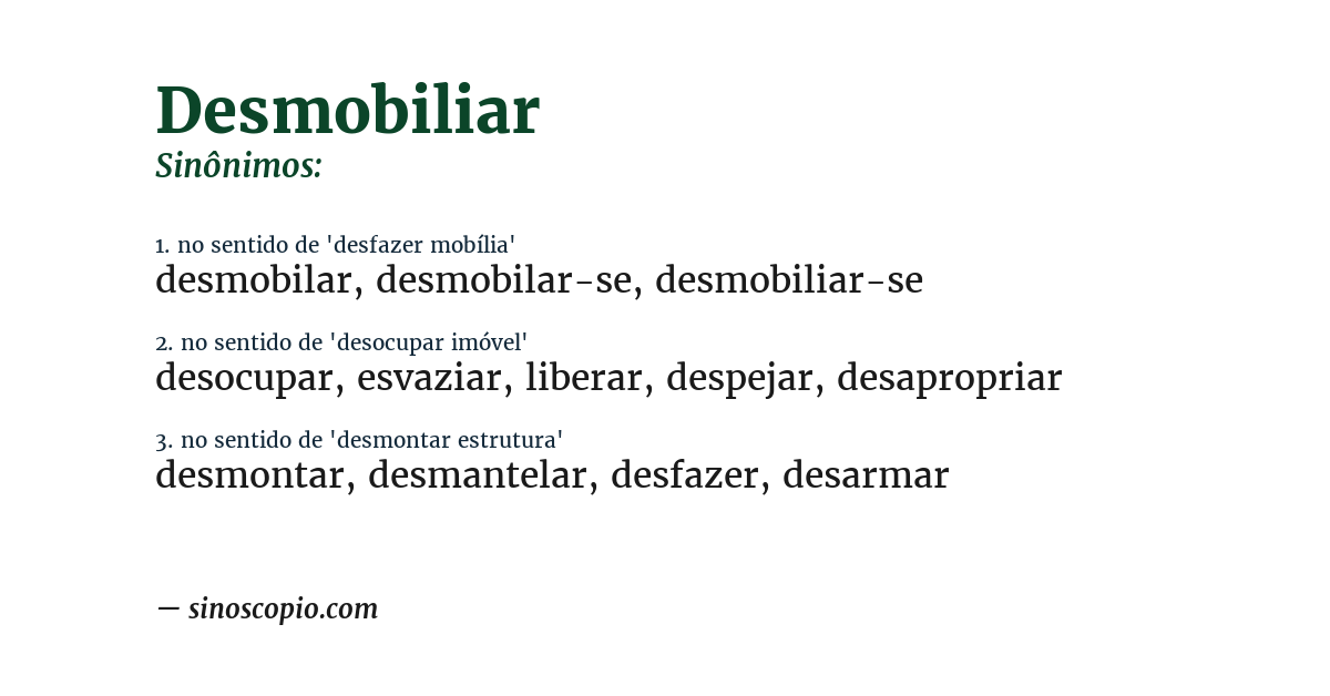 Sinônimo de desmobiliar