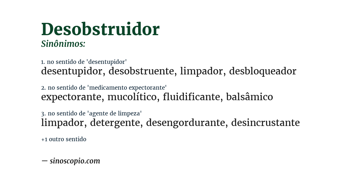Sinônimo de desobstruidor