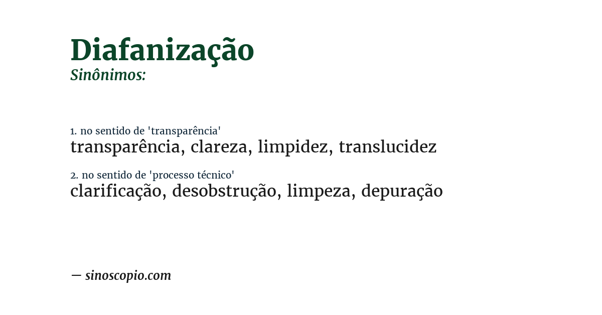 Sinônimo de diafanização