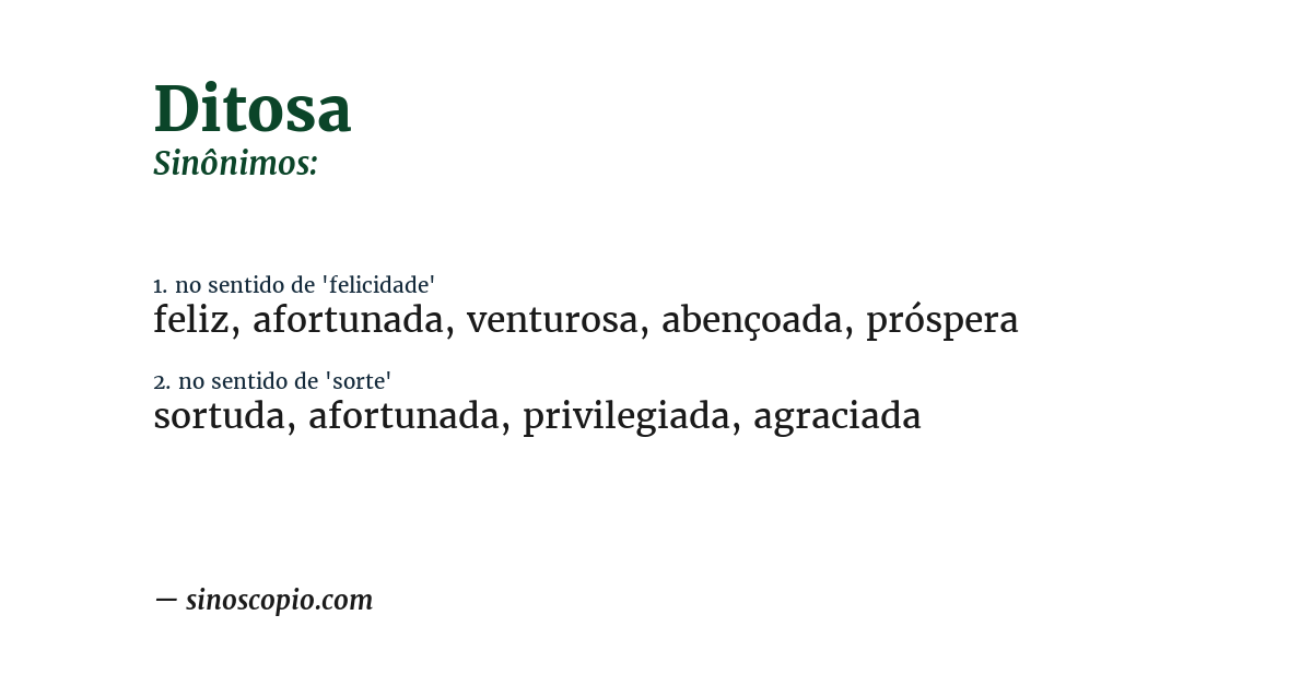 Sinônimo de ditosa