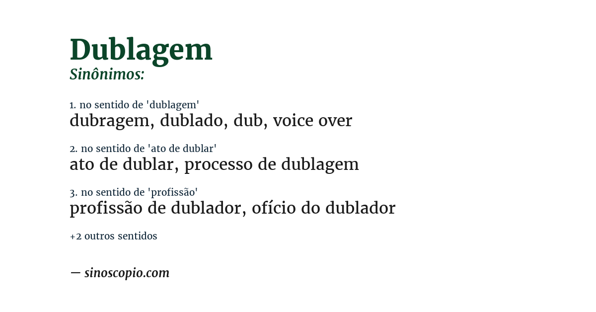 Sinônimo de dublagem