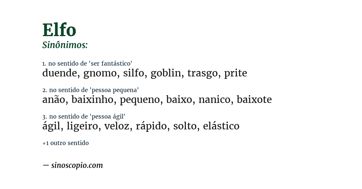 Sinônimo de elfo