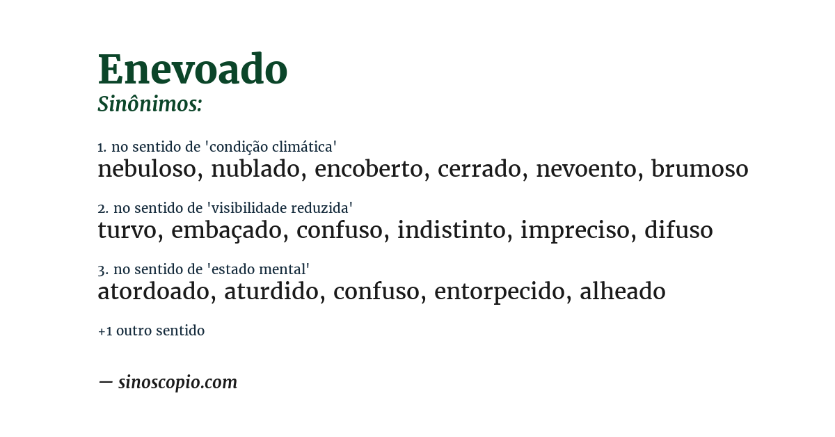Sinônimo de enevoado