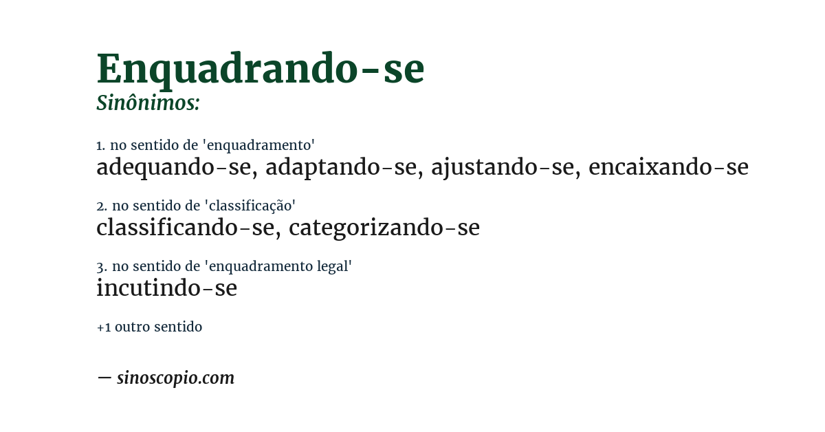 Sinônimo de enquadrando-se