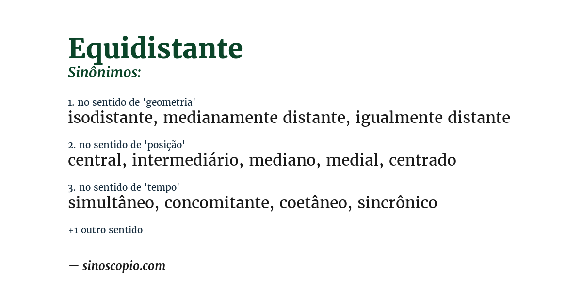 Sinônimo de equidistante