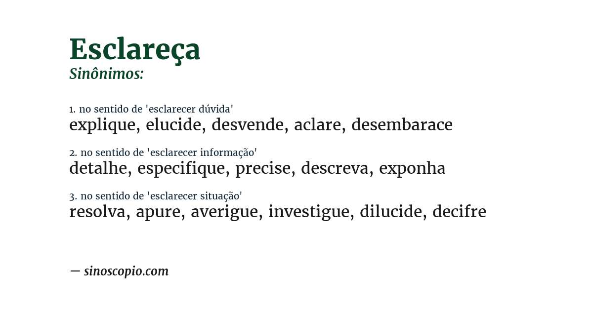 Sinônimo de esclareça