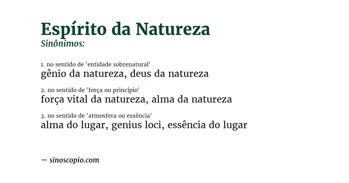 Sinônimo de espírito da natureza