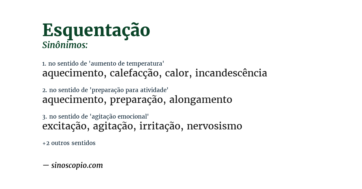 Sinônimo de esquentação