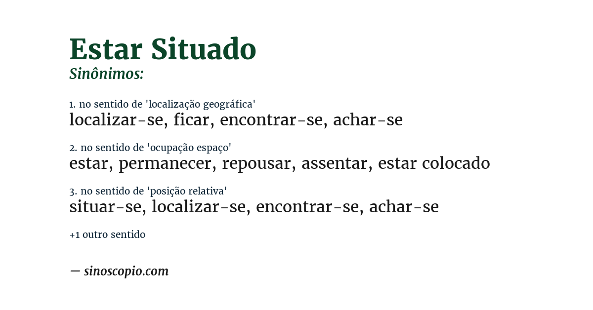 Sinônimo de estar situado